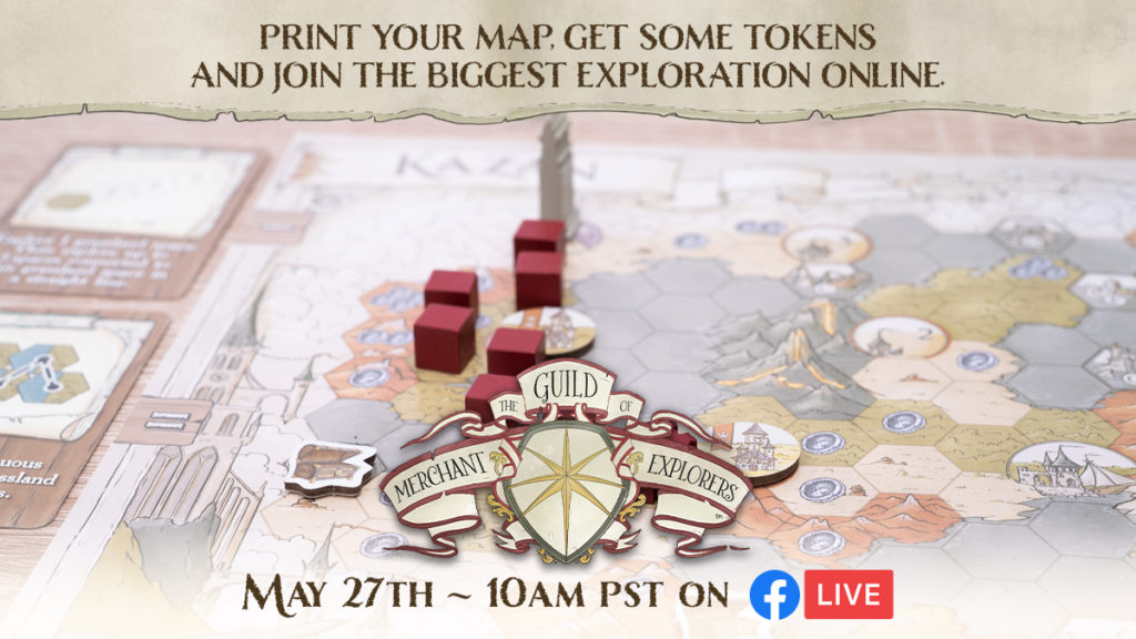 anouncement of a live stream of TGOME with a request to print a map and get some tokes to play with us.