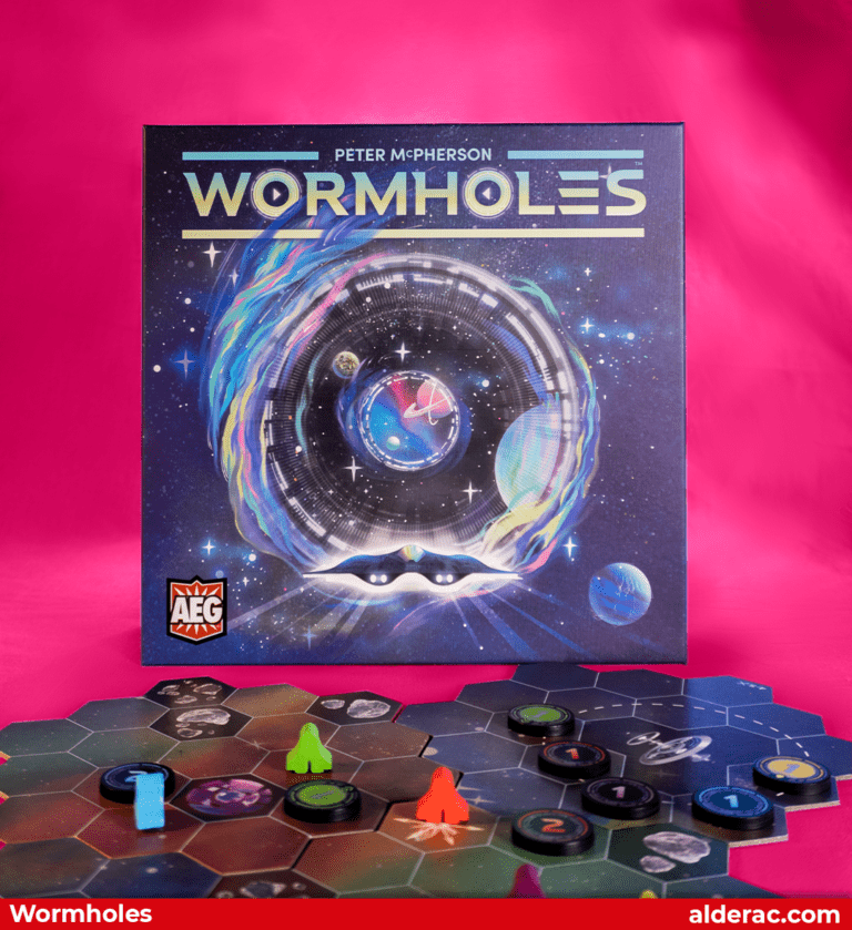 Wormholes box with a game play board in a 5 player setup