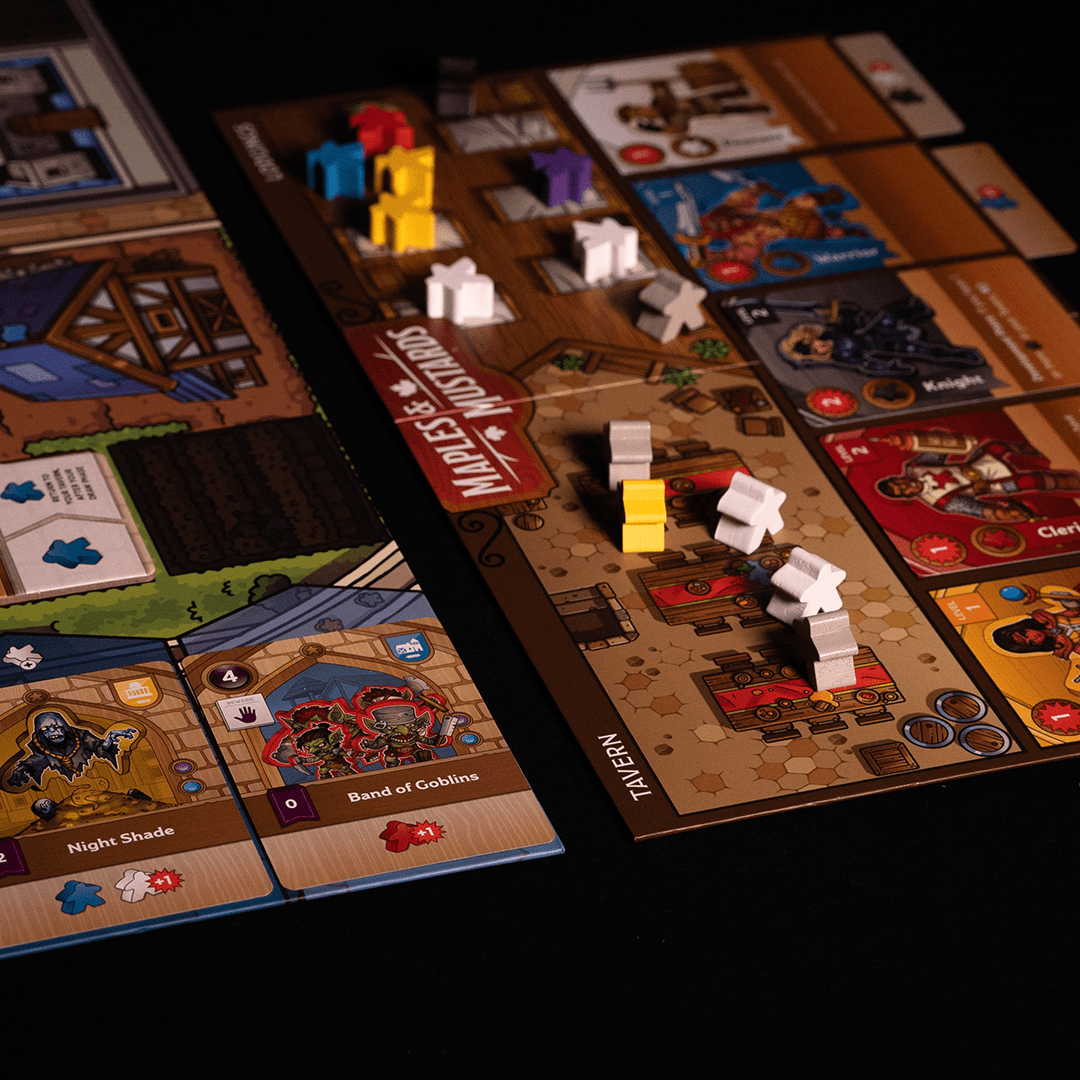 Meeples and Monsters game components