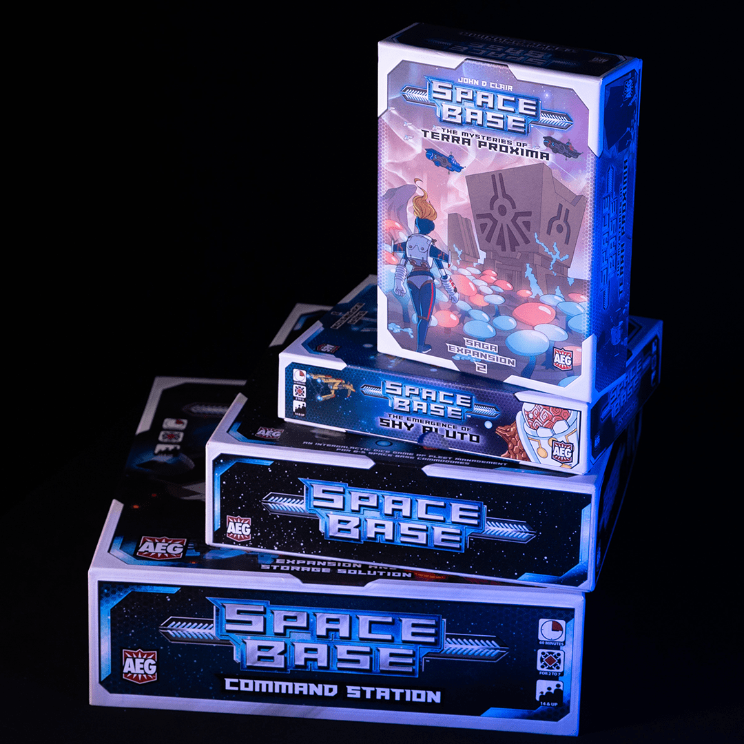 Space Base boxes from base game, shy pluto, command station, mysteries of terra proxima